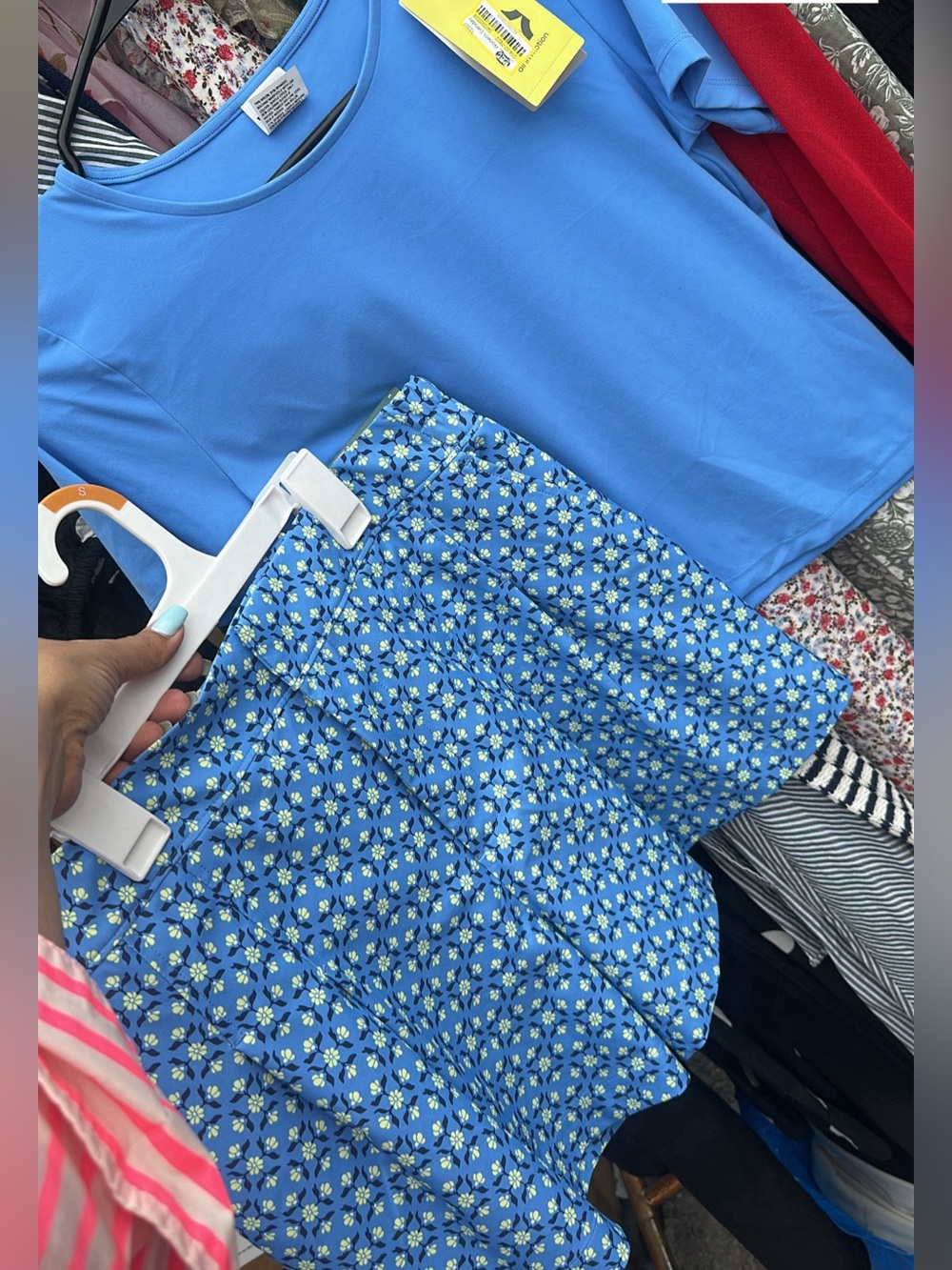 Blue Cropped Tee & Floral shorts